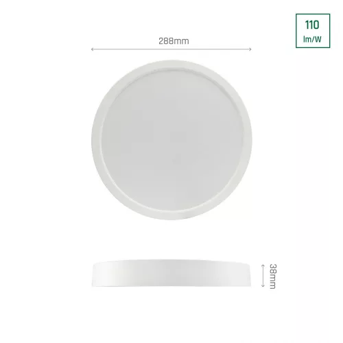 ALGINE DOWNLIGHT 24W 230V 120° IP20 IK06 288x38mm NW kerek fehér LED panel