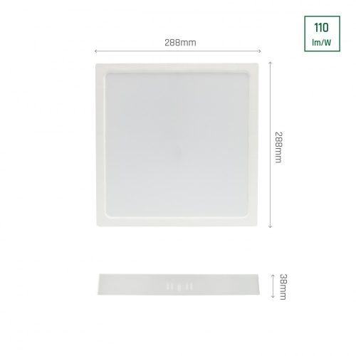 ALGINE SURFACE DOWNLIGHT 24W NW 230V 120st IP20  IK06 288x288x38mm white square LED panel