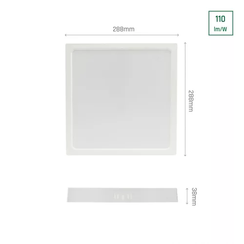 ALGINE SURFACE DOWNLIGHT 24W NW 230V 120st IP20  IK06 288x288x38mm white square LED panel