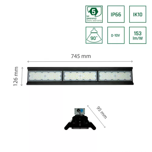 HALLS LINE 150W IP66 IK10 23 000lm lineáris csarnokvilágító NW