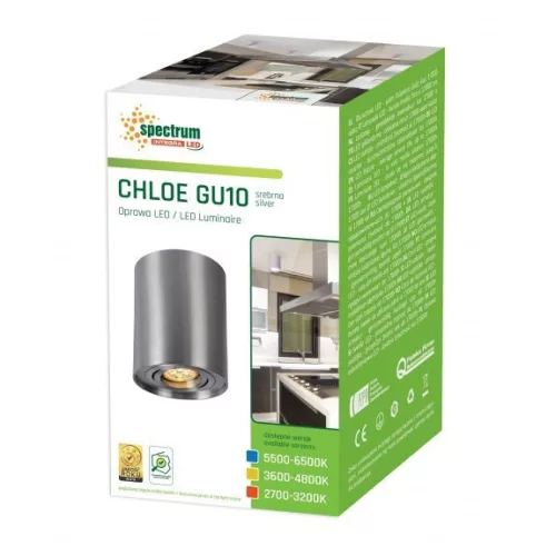 CHLOE GU10 IP20 kerek ezüst állítható