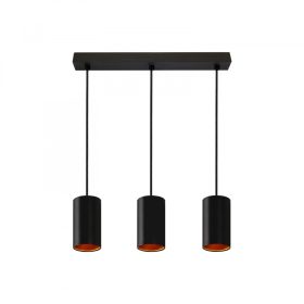   CHLOE GU10 x3 IP20 pendant lamp FEKETE golden rectangular base