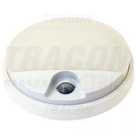   Tracon Mozgásérzékelős kerek fali lámpatest 230VAC, 10W, 140°, 2-9m, 10s-5m, 4500K ,EEI=A, IP54, 800lm