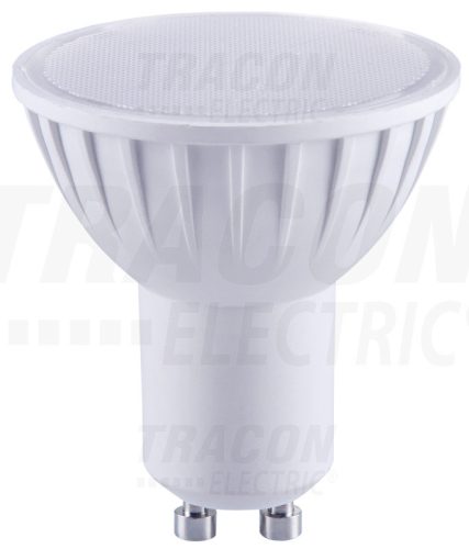Tracon Műanyag házas SMD LED spot fényforrás 230 V, 50 Hz, GU10, 5 W, 320 lm, 6000 K, 120°, EEI=A+