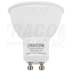   Tracon Műanyag házas SMD LED spot fényforrás 230 VAC, 50 Hz, GU10, 7 W, 710 lm, 6500 K, 120°, EEI=A+