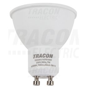   Tracon Műanyag házas SMD LED spot fényforrás 230 VAC, 50 Hz, GU10, 7 W, 700 lm, 4000 K, 120°, EEI=A+