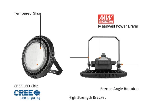 SEIPRO robbanás biztos LED csarnokvilágító lámpatest, 100W 5000K 14000lm IP66,  Zone 1 & 2, Zone 21 & 22 ATEX