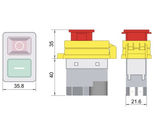 Tracon Relés biztonsági kapcsoló, gombafejű reteszeléssel,  5PIN, 230 VAC, 12A/AC3, IP54, 6,3×0,8
