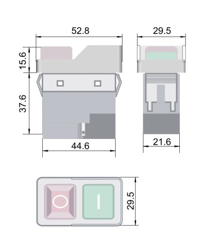 Tracon Relés biztonsági kapcsoló, bepattintható, fekete kerettel 4PIN, 230VAC, 12A/AC3, IP54, 6,3×0,8