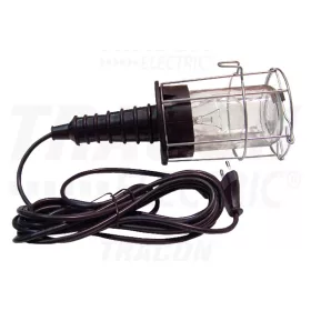   Tracon Szerelőlámpa fém kerettel, üveg burával, II. év.o. 230V,50Hz,max.60W,5m, 2×0,75mm2, H05RN,EEI=A++,A+,A,B,C,D,E