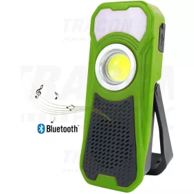   Tracon Akkumulátoros LED kézi lámpa Bluetooth hangszóróval 10/3W, 6000K, 3.7V 3000mAh, 500/180lm, 3,5h, Bluetooth 4.2