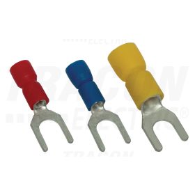   Tracon Szigetelt villás saru, ónozott elektrolitréz, sárga 6mm2, M3, (d1=3,4mm, d2=3,6mm), PVC