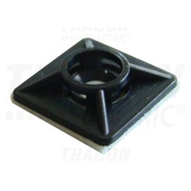   Tracon Öntapadós/csavarozható, 4oldalt fűzhető kötegelő talp,fekete 20×20mm, d=2,9mm, PA6.6