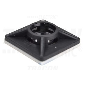   Tracon Öntapadós/csavarozható, 4oldalt fűzhető kötegelő talp,fekete 19×19mm, d=5mm, PA6.6, 3M