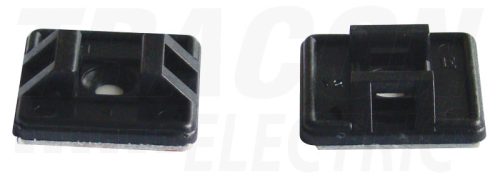 Tracon Öntapadós/csavarozható, 2oldalt fűzhető kötegelő talp,fekete 26,5×26,5mm, d=4,3mm, PA6.6