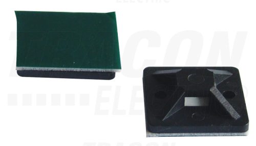 Tracon Öntapadós/csavarozható, 4oldalt fűzhető kötegelő talp,fekete 25×25mm, d=3,5mm, PA6.6