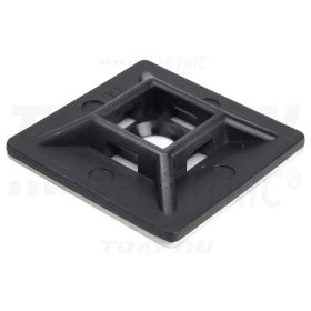   Tracon Öntapadós/csavarozható, 4oldalt fűzhető kötegelő talp,fekete 28×28mm, d=5,7mm, PA6.6, 3M