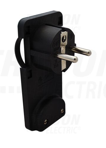 Tracon Rejthető szerelhető csatlakozó dugó,lapos,fekete 250VAC, max.10/16A (DUAL Schuko/French)