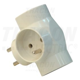   Tracon Többférőhelyes átalakító csatlakozó, francia kivitelű, fehér 3×French, max.16A, 250V