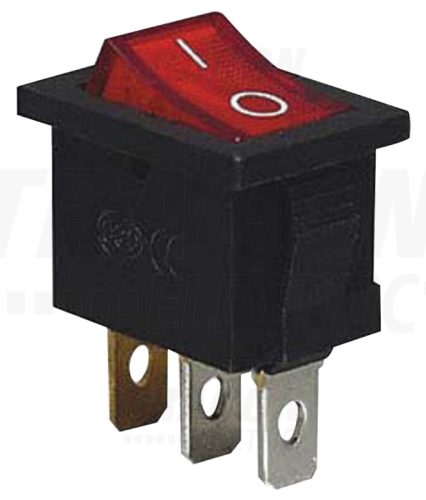 Tracon Készülékkapcsoló, BE-KI, piros-világító (0-I felirat) 16(6)A, 250V AC