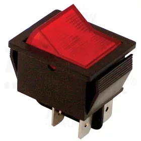   Tracon Készülékkapcsoló, BE-KI, 2-pólus, piros, világító raszter 16(6)A, 250V AC