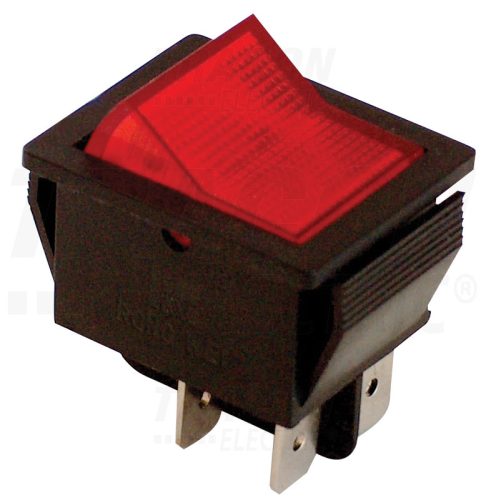 Tracon Készülékkapcsoló, BE-KI, 2-pólus, piros, világító raszter 16(6)A, 250V AC