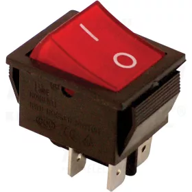   Tracon Készülékkapcs., BE-KI, 2-pólus, piros, 0-I felirat, világító 16(6)A, 250V AC