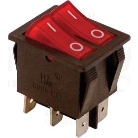   Tracon Készülékkapcsoló, BE-KI, 2-áramkör, piros, 0-I felirattal 16(6)A, 250V AC