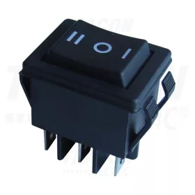   Tracon Készülékkapcsoló, váltó, fekete, nyomókapcs., I-0-II felirat 16(6)A, 250V AC