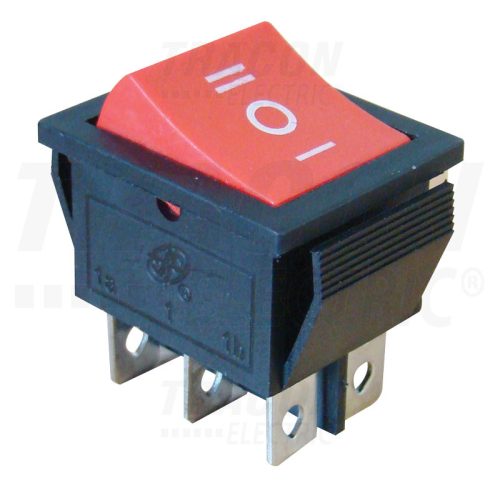 Tracon Készülékkapcsoló, háromállású, piros, I-0-II felirattal 16(6)A, 250V AC