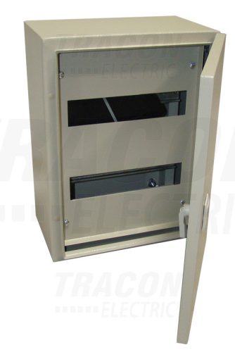 Tracon Fém elosztószekrény, maszkos, acél, szürke 2×12 mod, H×W×D=400×300×200mm, IP55