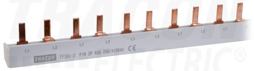 Tracon Soroló sín - csapos kivitelű max.63A, 230/400VAC, 2P, 56modul, 1m