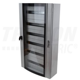   Tracon Ívelt biztonsági üvegajtós fém elosztószekrény 600×1050×200mm / 144M (6×24 mod)
