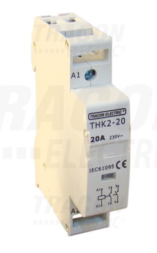 Tracon Installációs kontaktor 230V, 50Hz, 2P, 1×NO+1×NC, 20/7A, 4/1,2kW 24V AC