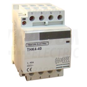   Tracon Installációs kontaktor 230/400V, 50Hz, 4P, 4×NO, 32/12A, 6,5/1,9kW, 24V AC