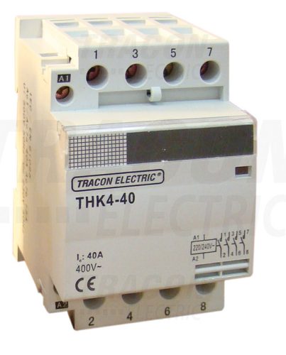 Tracon Installációs kontaktor 230/400V, 50Hz, 4P, 4×NO, 32/12A, 6,5/1,9kW, 24V AC