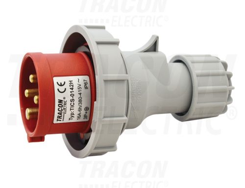 Tracon Ipari csatlakozó dugó, fokozott védelemmel 16A, 400V, 3P+E, 6h, IP67