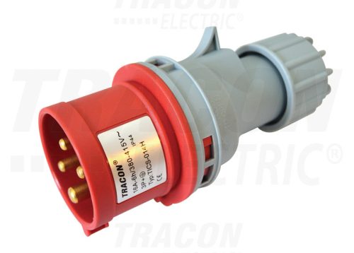 Tracon Ipari csatlakozó dugó, külső tömítőszelencével 16A, 400V, 3P+E, 6h, IP44