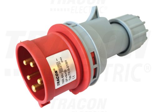Tracon Ipari csatlakozó dugó, külső tömítőszelencével 16A, 400V, 3P+N+E, 6h, IP44