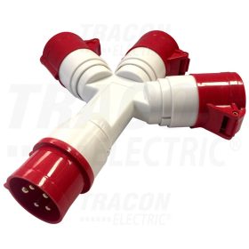  Tracon Ipari elosztó-csatlakozóaljzat 16A, IN 1x3P+N+E 6h, OUT 3x3P+N+E 6h, IP44