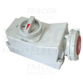   Tracon Felületre szerelhető ipari csatl.aljzat reteszelt kapcs.-val 16A, 230V, 2P+E, 6h, IP67