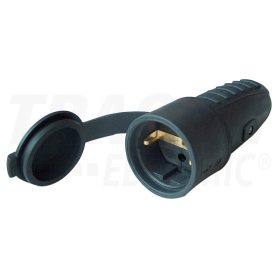   Tracon Csatlakozóaljzat oldalsó védőérintkezővel, gumi 16A, 250V, 2P+E, IP44 (SCHUKO)