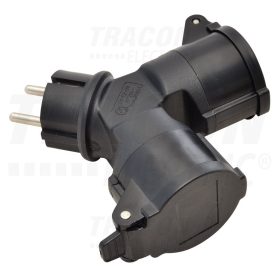   Tracon Többférőhelyes átalakító csatlakozó, fekete 250 VAC, 16 A, 2xSCHUKO, max. 3680 W, IP44