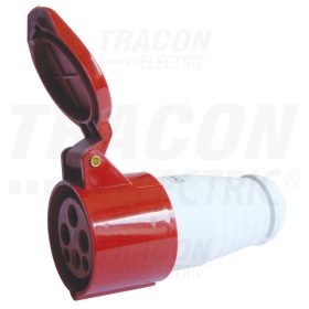   Tracon Ipari csatlakozó aljzat,kábel törésgátlóval 16A, 400V, 3P+E, 6h, IP44