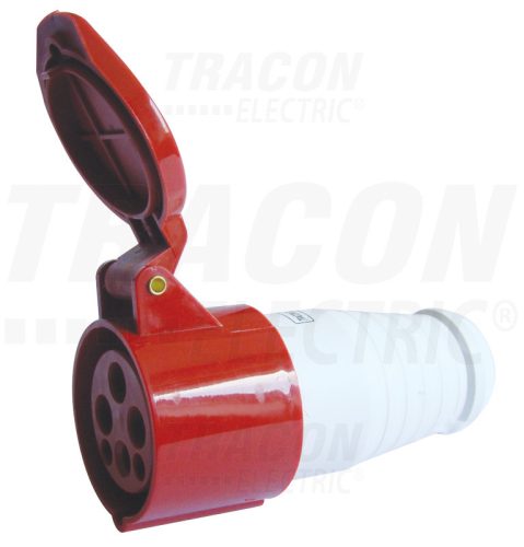 Tracon Ipari csatlakozó aljzat,kábel törésgátlóval 16A, 400V, 3P+E, 6h, IP44