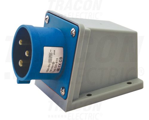 Tracon Felületre szerelhető ipari csatlakozó dugó 16A, 250V, 2P+E, 6h, IP44