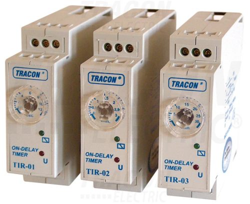 Tracon Egyfunkciós időrelé, meghúzáskésleltetés 230V AC/24V AC/DC, 0.1-12s, 5A/250V AC