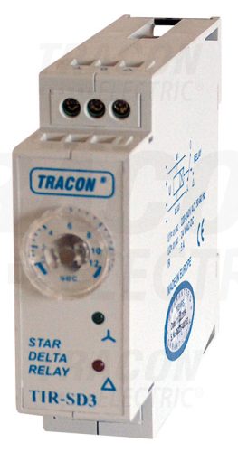 Tracon Csillag-delta időrelé, keskeny kivitel 5A/230V AC, t1=0.1s-12s, t2=0.5s (fix)