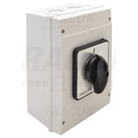   Tracon Tokozott kézikapcsoló, BE-KI 400V, 50Hz, 125A, 3P, 30kW, 88×88mm, 60°, IP65