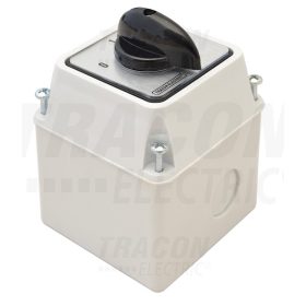   Tracon Tokozott kézikapcsoló, BE-KI 400V, 50Hz, 20A, 3P, 5,5kW, 48×48mm, 60°, IP44